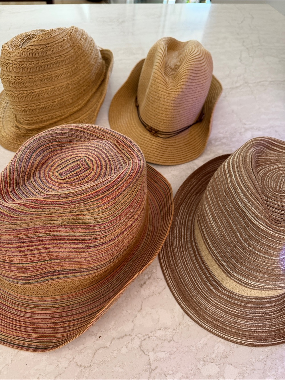 Four Straw Summer Hats - Multicolor & Neutral Mix